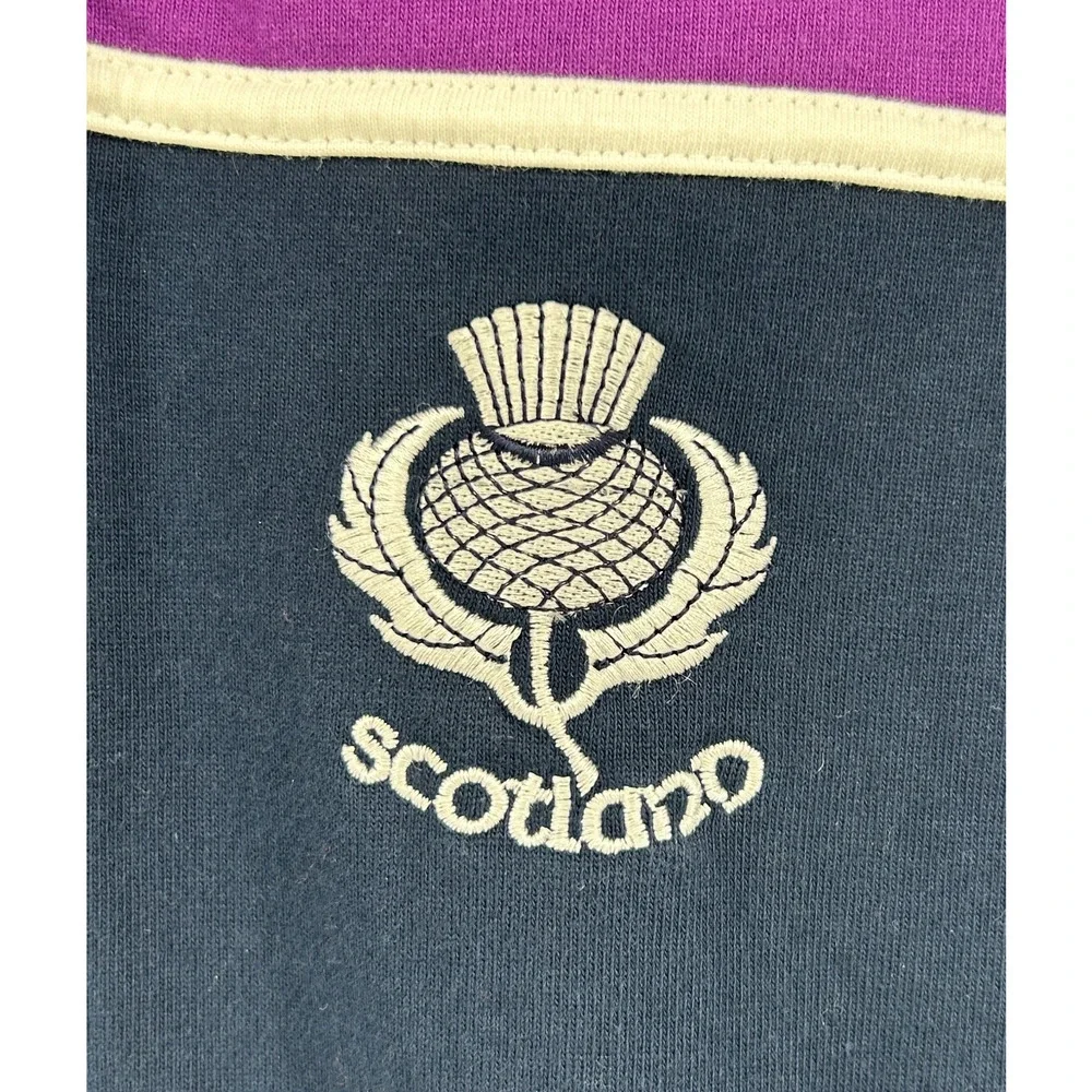 SCOTLAND Shirt Mens S RUGBY NATIONS Striped Tartan Army Polo Cotton Blue_6